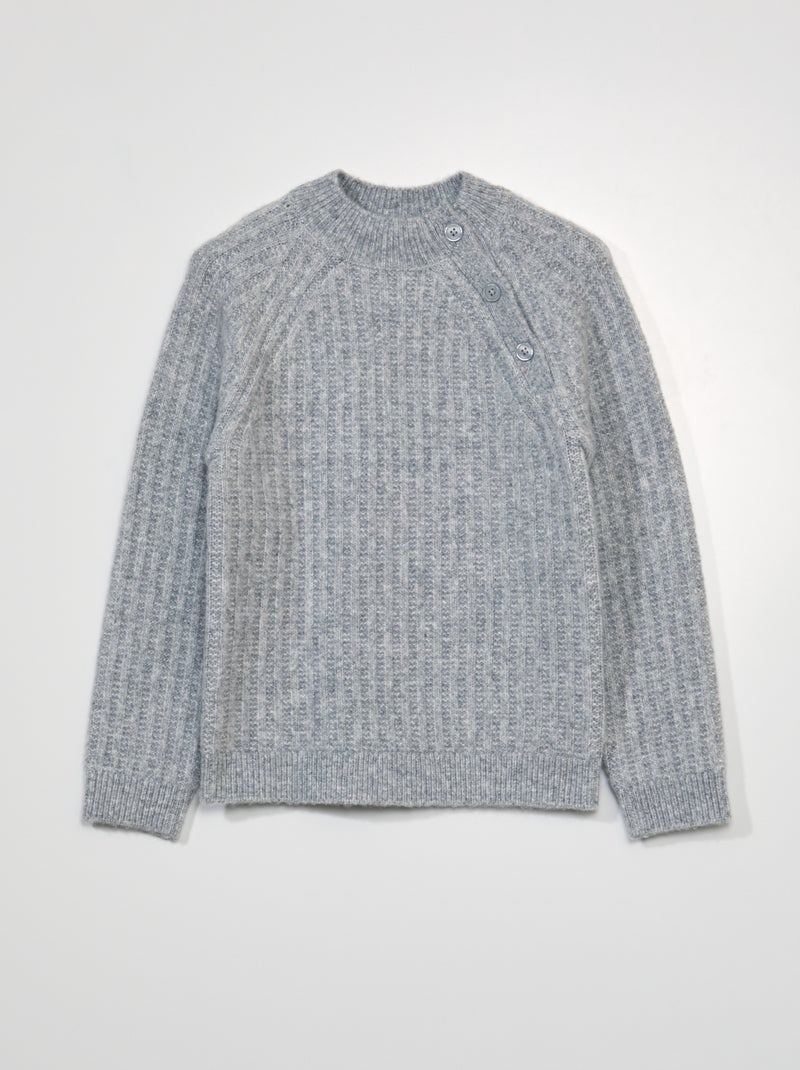 Pull en maille à col montant Gris - Kiabi