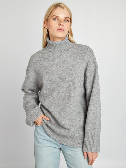 Pull en maille à col montant - Kiabi