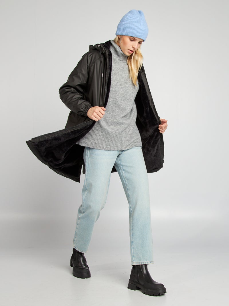 Pull en maille à col montant Gris - Kiabi