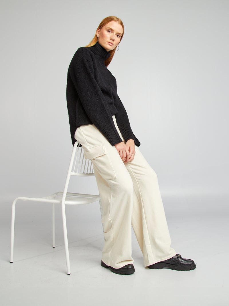 Pull en maille à col montant noir - Kiabi