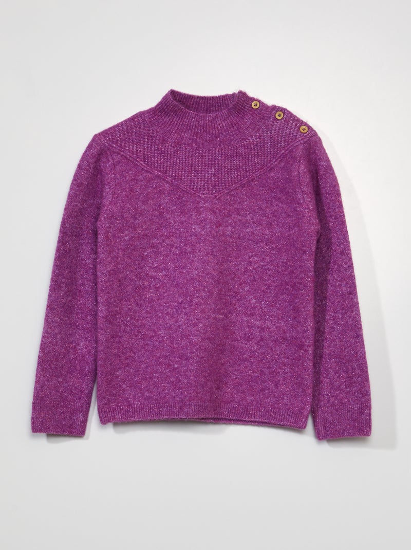 Pull en maille à col montant Violet - Kiabi