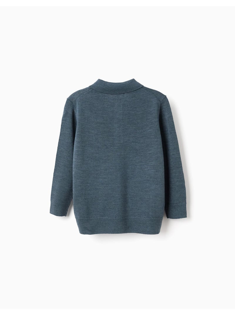 Pull en maille à col polo Bleu foncé - Kiabi