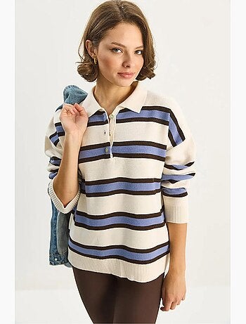 Pull en maille à col polo et manches longues lucci