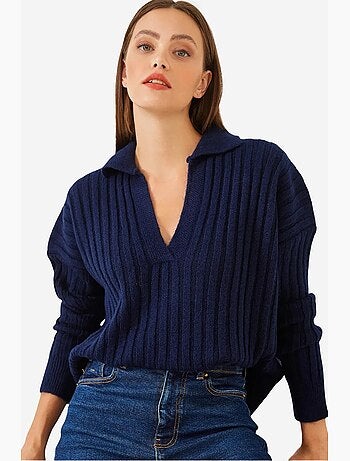 Pull en maille à col polo lucci