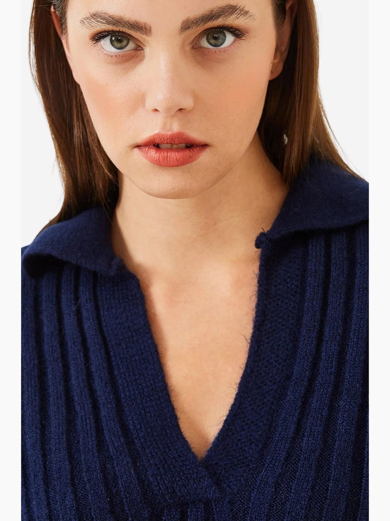 Pull en maille à col polo lucci Bleu marine - Kiabi