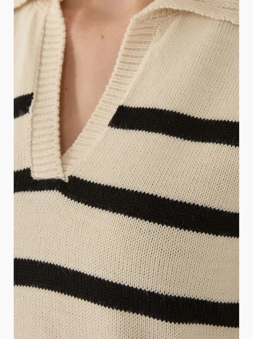 Pull en maille à col polo rayé hiccup - Kiabi Pull en maille à col polo rayé hiccup - Kiabi