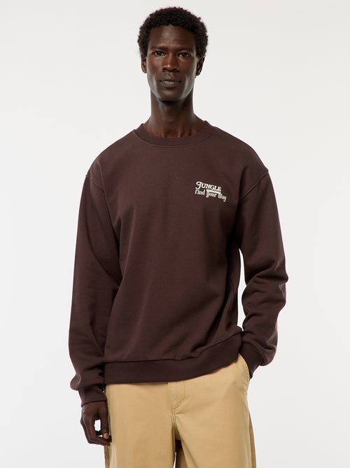 Pull en maille à col rond avec un imprimé recto-verso - Kiabi