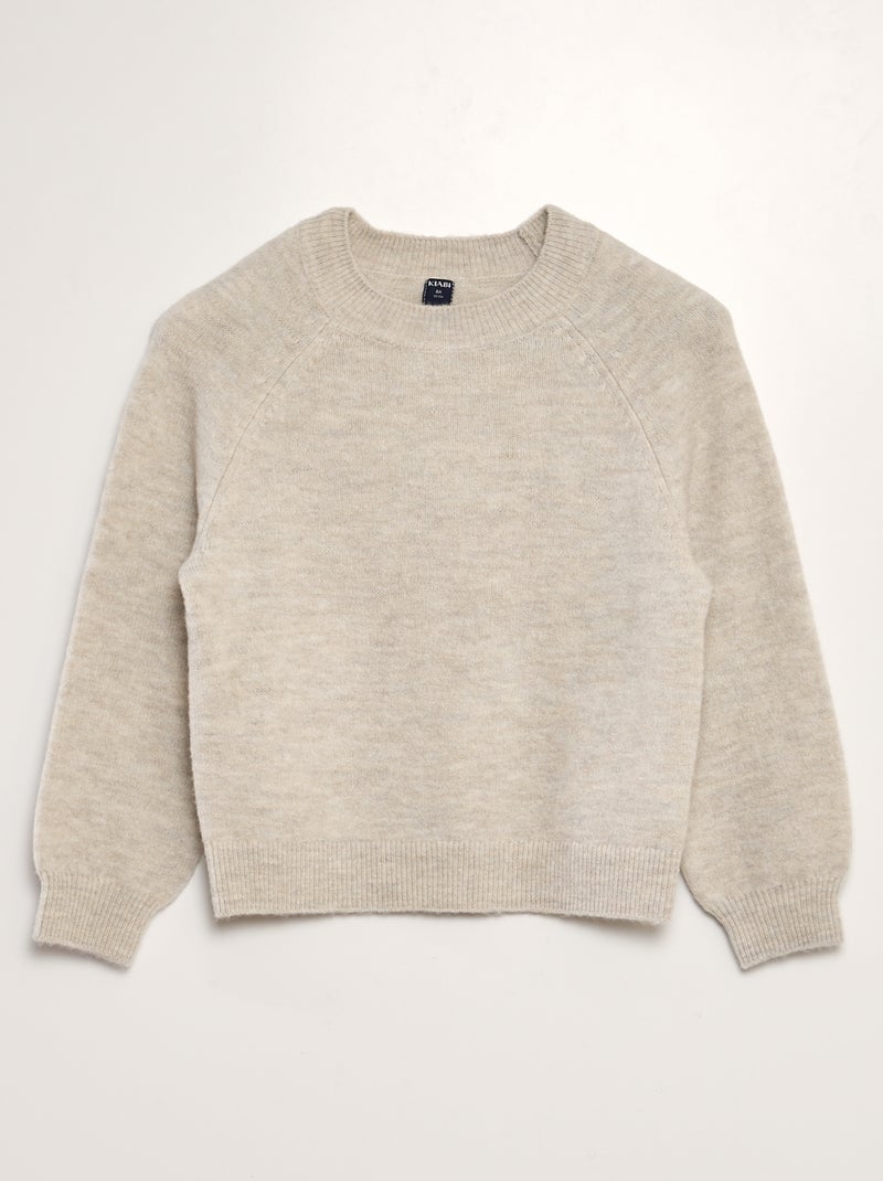 Pull en maille à col rond Beige - Kiabi