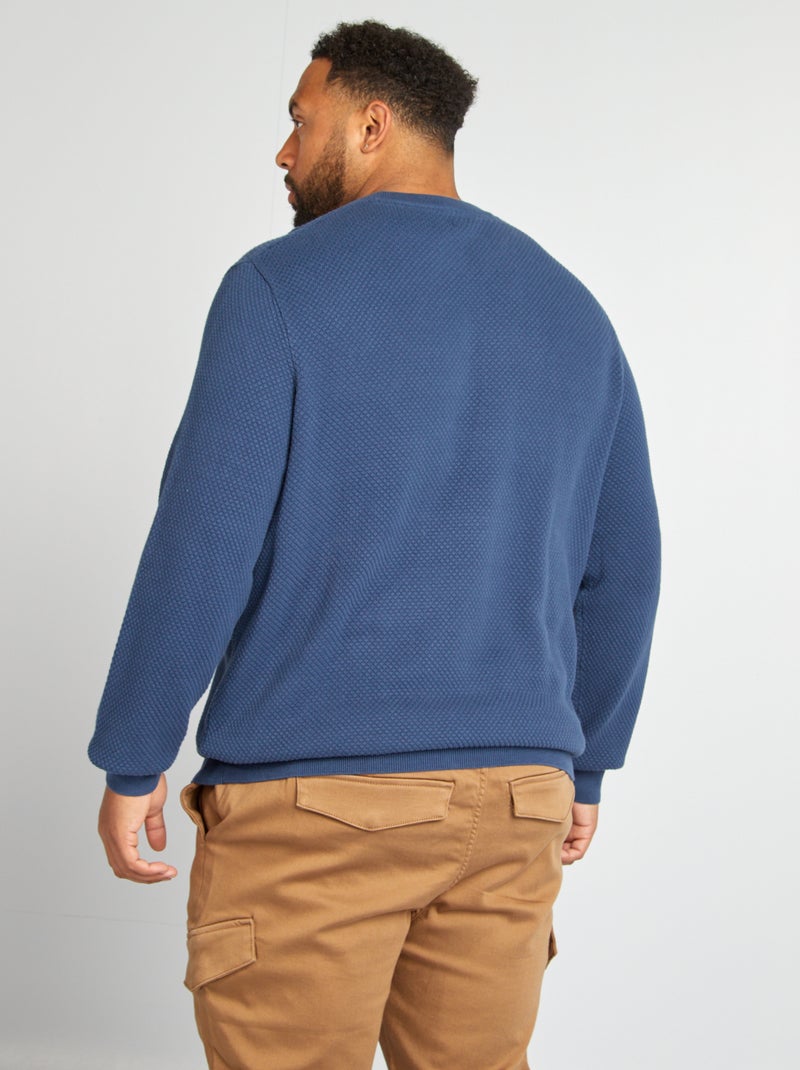 Pull en maille à col rond BLEU - Kiabi