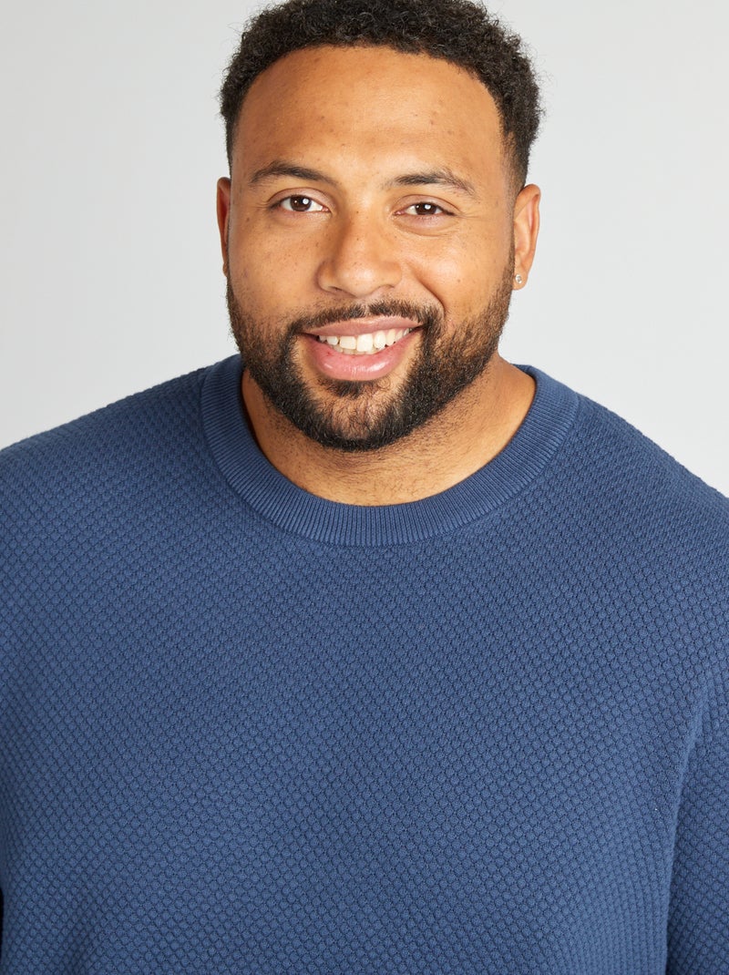 Pull en maille à col rond BLEU - Kiabi