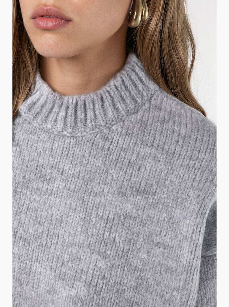 Pull en maille à col rond et coupe décontractée hiccup Gris clair - Kiabi