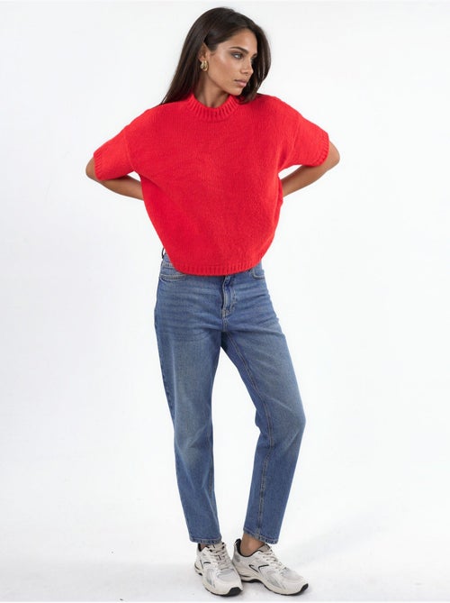 Pull en maille à col rond et coupe décontractée - Kiabi