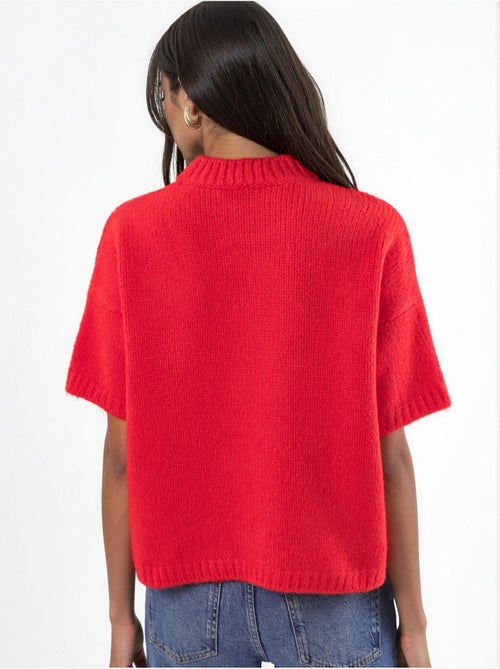 Pull en maille à col rond et coupe décontractée - Kiabi