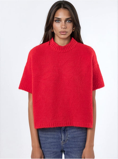 Pull en maille à col rond et coupe décontractée - Kiabi