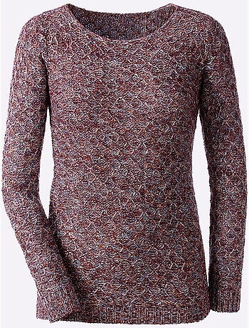 Pull en maille à col rond et manches longues motif tricoté - Taille standard - Witt