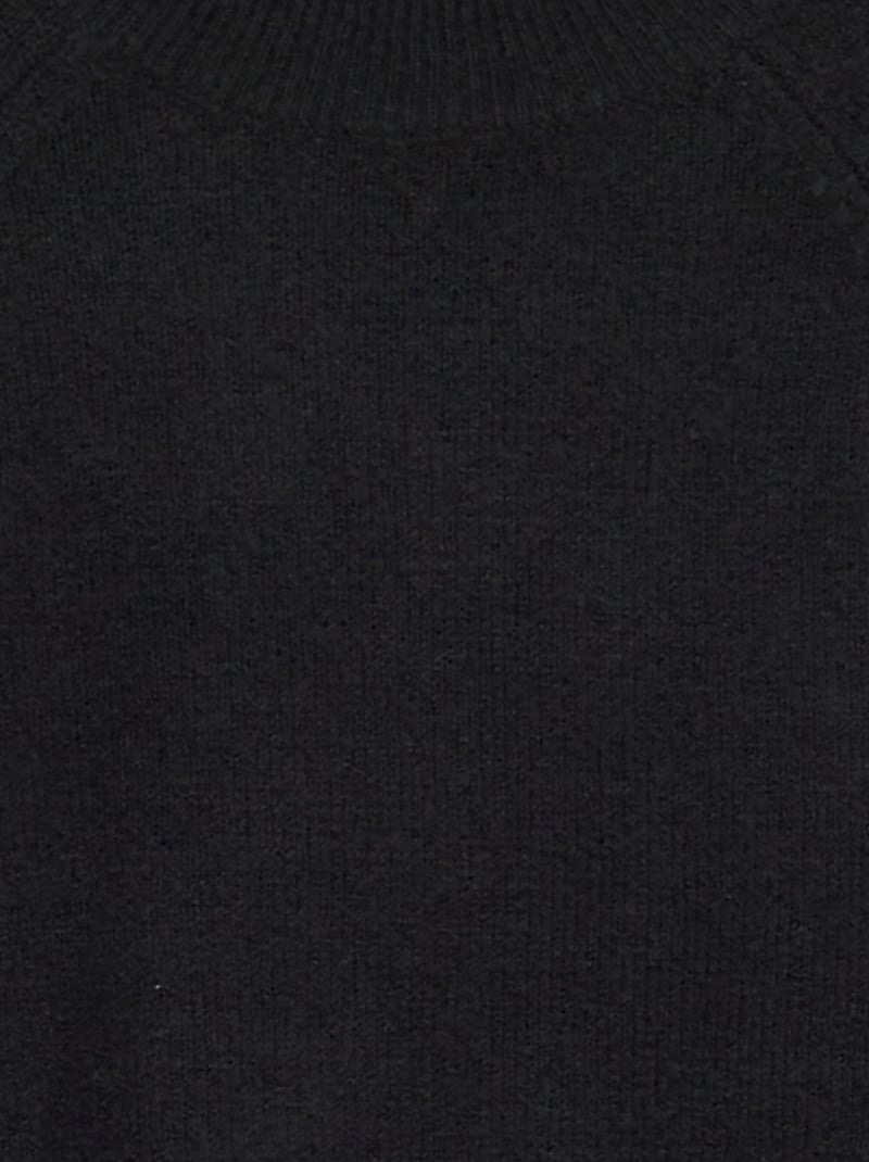 Pull en maille à col rond noir - Kiabi