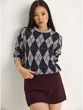 Pull en maille à col rond pour femme , motif losanges lucci