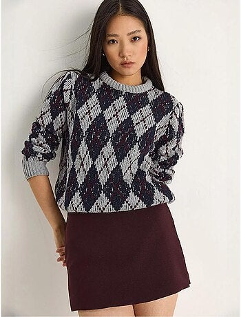 Pull en maille à col rond pour femme , motif losanges lucci