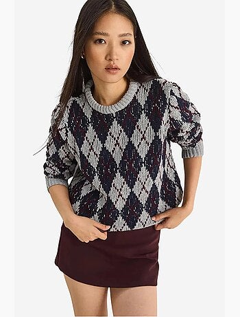 Pull en maille à col rond pour femme , motif losanges lucci