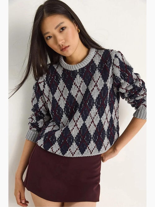Pull en maille à col rond pour femme , motif losanges lucci - Kiabi Pull en maille à col rond pour femme , motif losanges lucci - Kiabi