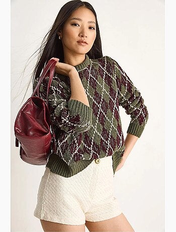 Pull en maille à col rond pour femme , motif losanges lucci