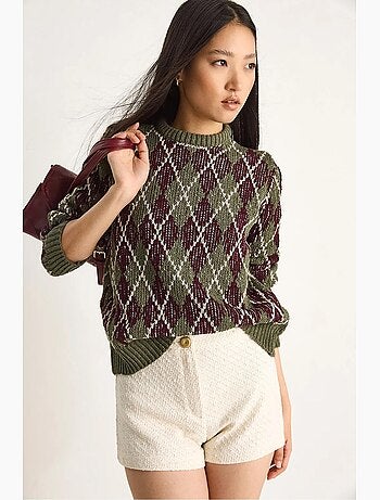 Pull en maille à col rond pour femme , motif losanges lucci