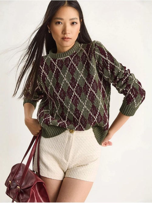 Pull en maille à col rond pour femme , motif losanges lucci - Kiabi