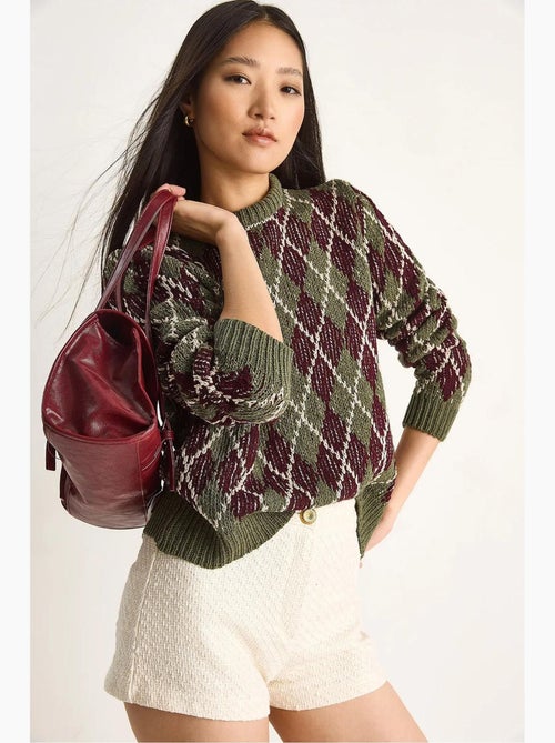 Pull en maille à col rond pour femme , motif losanges lucci - Kiabi