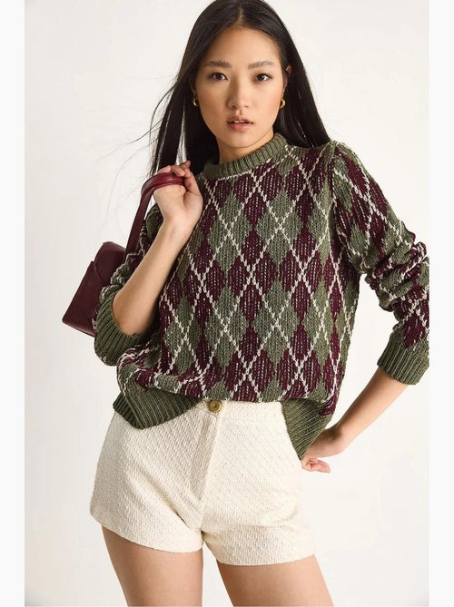 Pull en maille à col rond pour femme , motif losanges lucci - Kiabi