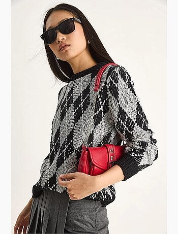 Pull en maille à col rond pour femme , motif losanges lucci