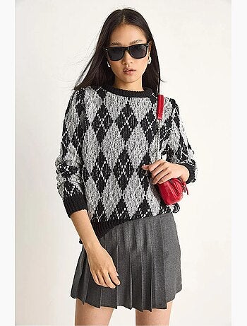 Pull en maille à col rond pour femme , motif losanges lucci