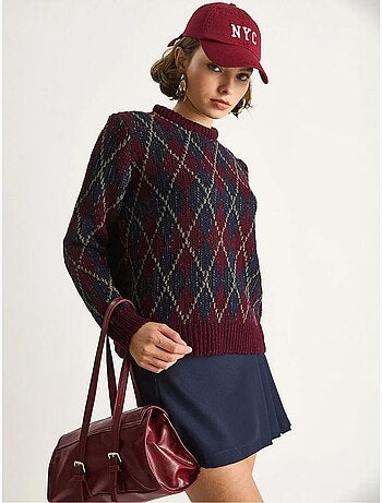 Pull en maille à col rond pour femme , motif losanges lucci