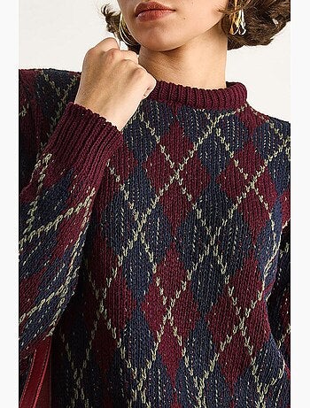 Pull en maille à col rond pour femme , motif losanges lucci