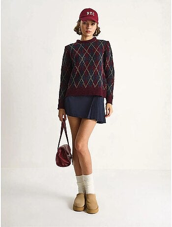 Pull en maille à col rond pour femme , motif losanges lucci
