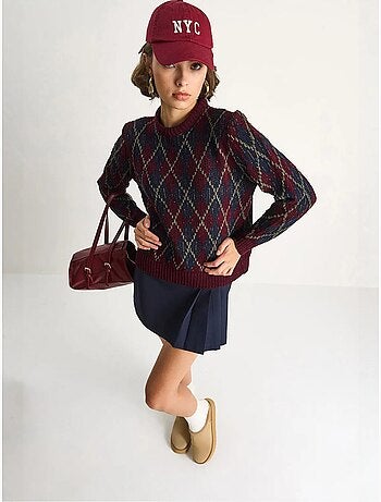 Pull en maille à col rond pour femme , motif losanges lucci