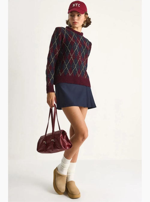 Pull en maille à col rond pour femme , motif losanges lucci - Kiabi Pull en maille à col rond pour femme , motif losanges lucci - Kiabi