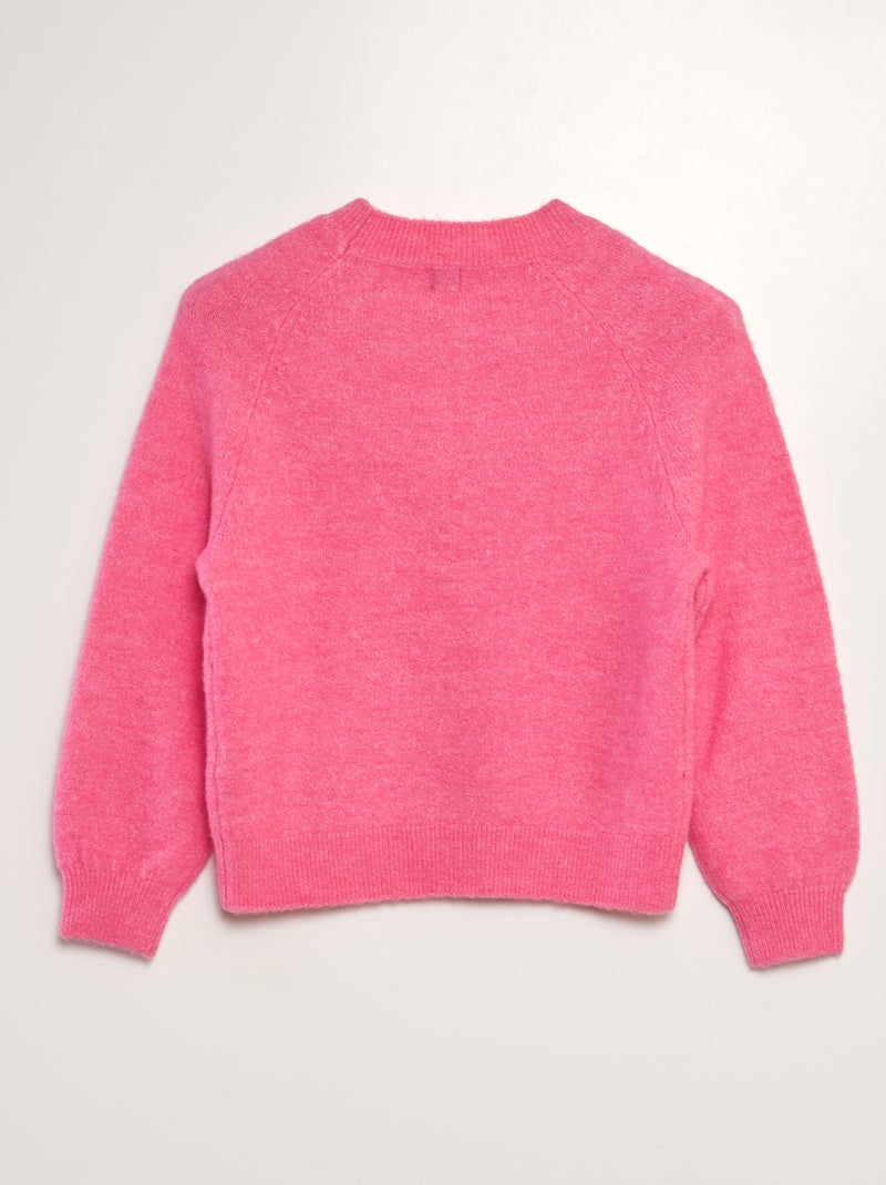 Pull en maille à col rond rose - Kiabi