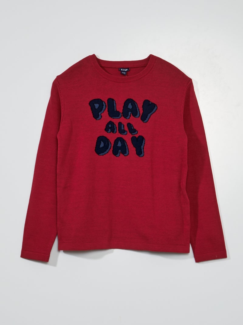 Pull en maille à col rond Rouge - Kiabi