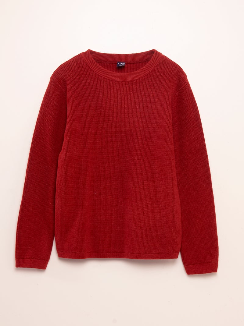 Pull en maille à col rond Rouge - Kiabi