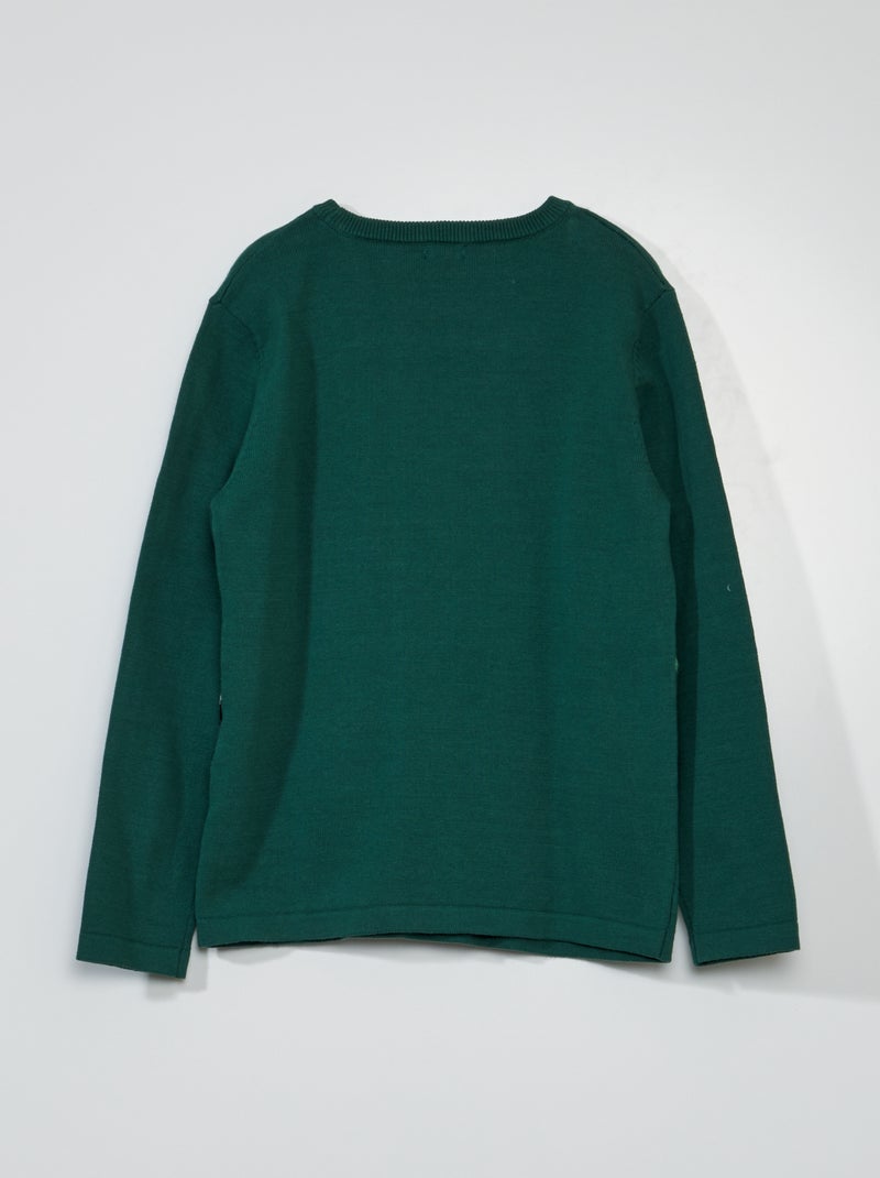 Pull Homme PEP&CO - Vert, Col Rond, Manches Longues, Acrylique, Taille M