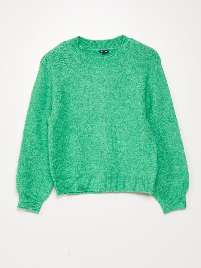 Pull en maille à col rond Vert - Kiabi