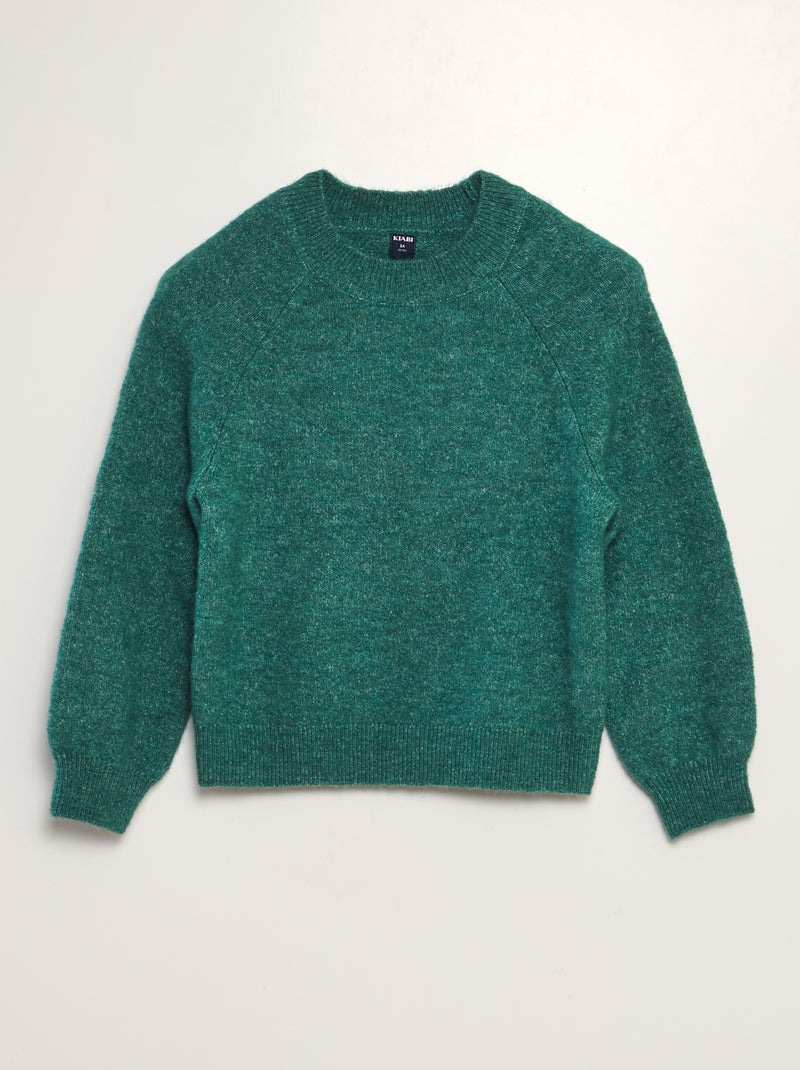 Pull en maille à col rond Vert - Kiabi