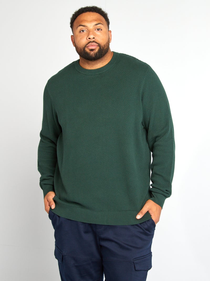 Pull en maille à col rond Vert - Kiabi