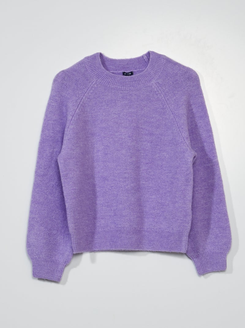 Pull en maille à col rond Violet - Kiabi