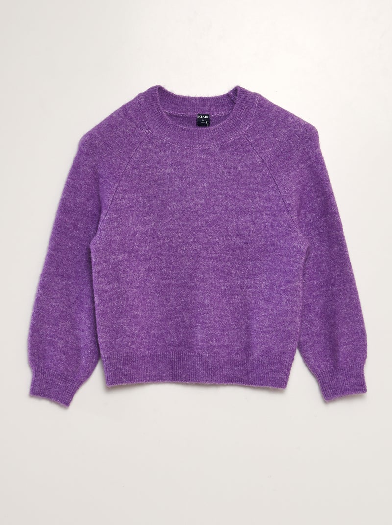 Pull en maille à col rond Violet - Kiabi