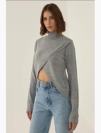 Pull en maille à col roulé asymétrique hiccup