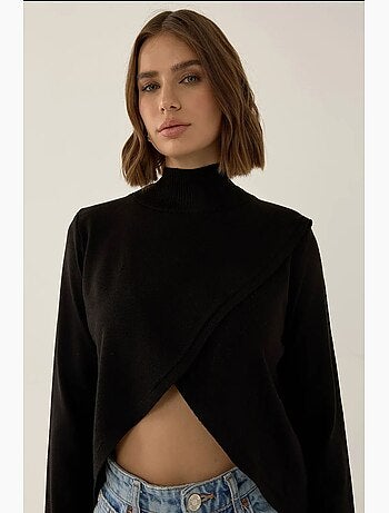 Pull en maille à col roulé asymétrique hiccup
