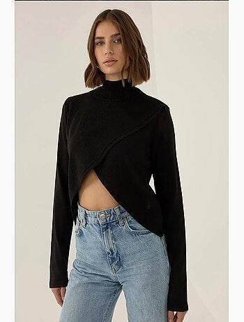 Pull en maille à col roulé asymétrique hiccup