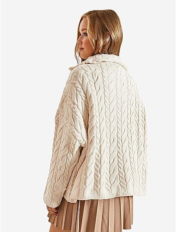 Pull en maille à col roulé et fermeture éclair à motifs bianco lucci