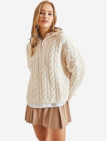 Pull en maille à col roulé et fermeture éclair à motifs bianco lucci
